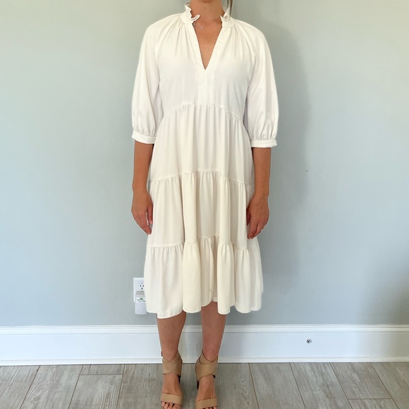 Gorgeous Amanda Uprichard Ivory Midi Dress - Picture 1 of 3